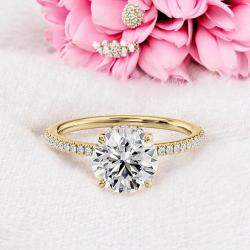 Pre Owned 1.90 cts Round Cut Lab Grown Diamond 14k Yellow Gold Wedding Ring Size 52