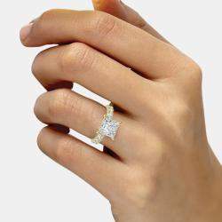 Pre Owned 4.5 cts Princess Cut Lab Grown Diamond 14k Yellow Gold Ring Size 52