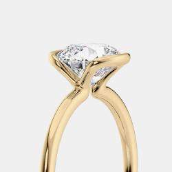 Pre Owned خاتم ألماس مُصنَّع في المختبر بوزن 2 قيراط بقطع زمردي من الذهب الأصفر عيار 14 بحجم 52.