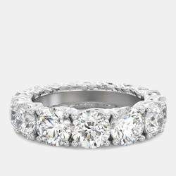 مملوكة مسبقًا 6 cts Round Lab Grown Diamond 14k White Gold Wedding Eternity Band Size 52