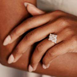 Pre Owned 1.50 cts Marquise Cut Lab Grown Diamond 14k Yellow Gold Ring Size 52