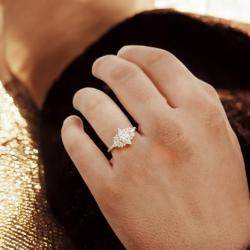 Pre Owned 1.50 cts Marquise Cut Lab Grown Diamond 14k Yellow Gold Ring Size 52