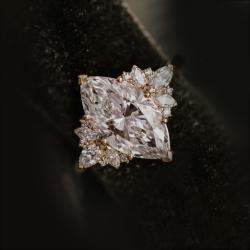 Pre Owned 1.50 cts Marquise Cut Lab Grown Diamond 14k Yellow Gold Ring Size 52