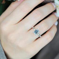 Pre Owned 1.60 cts Lab Grown Emerald Diamond 14k White Gold Wedding Ring Size 52