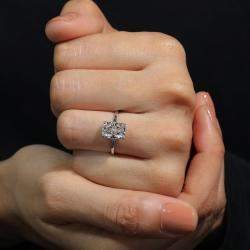 مملوكة مسبقًا 2.50 cts Radiant Lab Grown Diamond 14k White Gold Ring Size 52