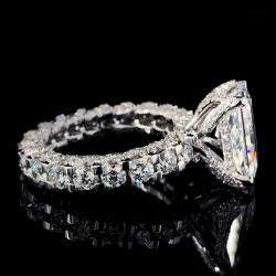 مملوكة مسبقًا 6.20 cts Radiant Cut Lab Grown Diamond 14k White Gold Ring Size 52