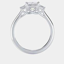 Pre Owned 3 cts Lab Grown Emerald Diamond 14k White Gold Wedding Ring Size 52