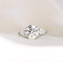 Pre Owned 2.85 cts Round Lab Grown Diamond 14k White Gold Ring Size 6