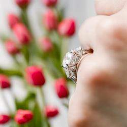 Pre Owned 2.85 cts Round Lab Grown Diamond 14k White Gold Ring Size 6