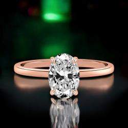 Pre Owned 2.3 cts Oval Cut Lab Grown Diamond 14k Rose Gold Ring Size 7