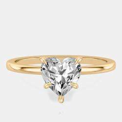 Pre Owned 1.1 cts Heart Lab Grown Diamond 14k Yellow Gold Wedding Ring Size 52