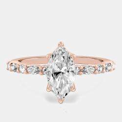 Pre Owned 1.4 cts Marquise Lab Grown Diamond 14k Rose Gold Engagement Ring Size 52