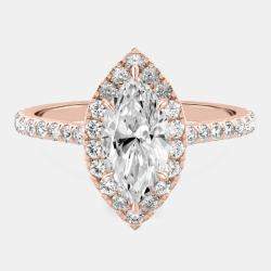 Pre Owned 1.6 cts Marquise Lab Grown Diamond 14k Rose Gold Wedding Ring Size 52