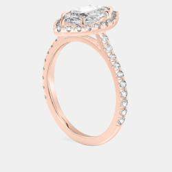 Pre Owned 1.6 cts Marquise Lab Grown Diamond 14k Rose Gold Wedding Ring Size 52