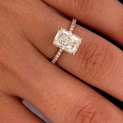 Pre Owned 2.5 cts Radiant Lab Grown Diamond 14k Rose Gold Engagement Ring Size 52