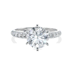 Pre Owned 2.8 cts Round Lab Grown Diamond 14k White Gold Engagement Ring