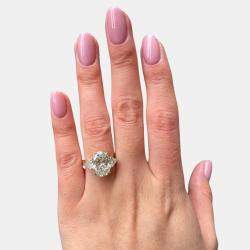 Pre Owned خاتم زفاف من الماس المصنع في المختبر بقصة بيضاوية بوزن 5.9 قيراط من الذهب متعدد الألوان عيار 14.