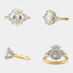 Pre Owned خاتم زفاف من الماس المصنع في المختبر بقصة بيضاوية بوزن 5.9 قيراط من الذهب متعدد الألوان عيار 14.