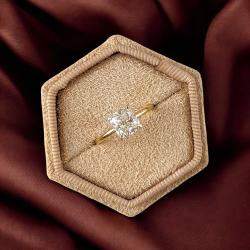 Pre Owned 1.5 cts Cushion Lab Grown Diamond 14k Yellow Gold Wedding Ring Size 52