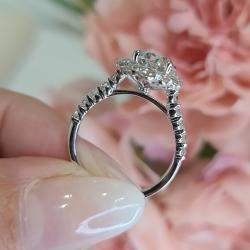 Pre Owned 4.38 cts Oval Lab Grown Diamond 14k White Gold Engagement Ring Size 52
