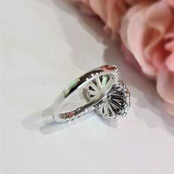 Pre Owned 4.38 cts Oval Lab Grown Diamond 14k White Gold Engagement Ring Size 52