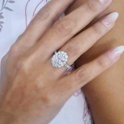 Pre Owned 4.38 cts Oval Lab Grown Diamond 14k White Gold Engagement Ring Size 52