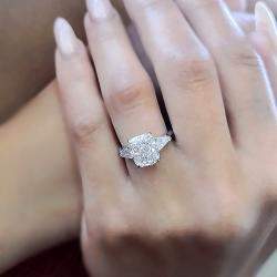 Pre Owned 3.4 cts Radiant Lab Grown Diamond 14k White Gold Engagement Ring Size 52