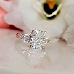 Pre Owned 3.4 cts Radiant Lab Grown Diamond 14k White Gold Engagement Ring Size 52