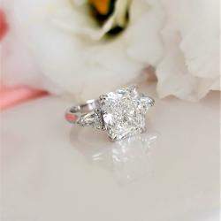 Pre Owned 3.4 cts Radiant Lab Grown Diamond 14k White Gold Engagement Ring Size 52