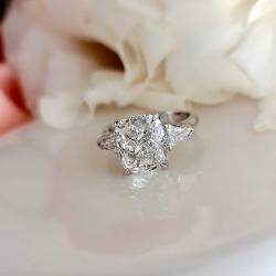 Pre Owned 3.4 cts Radiant Lab Grown Diamond 14k White Gold Engagement Ring Size 52