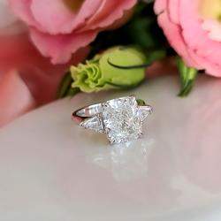 Pre Owned 3.4 cts Radiant Lab Grown Diamond 14k White Gold Engagement Ring Size 52
