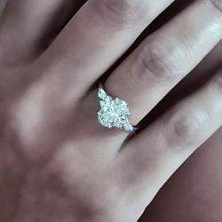 Pre Owned 2.6 cts Oval Lab Grown Diamond 14k White Gold Engagement Rings Set Set Size 52