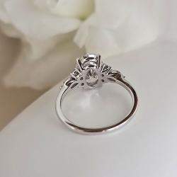 Pre Owned 2.6 cts Oval Lab Grown Diamond 14k White Gold Engagement Rings Set Set Size 52