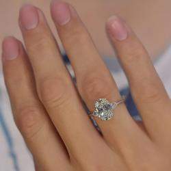 Pre Owned 2.30 cts Oval Cut Lab Grown Diamond 18k White Gold Ring Size 52