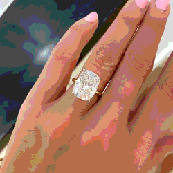 Pre Owned 5.00 cts Cushion Lab Grown Diamond 18k Multi Tone Gold Ring Size 52