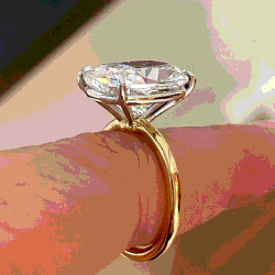 Pre Owned 5.00 cts Cushion Lab Grown Diamond 18k Multi Tone Gold Ring Size 52