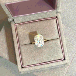 Pre Owned 5.00 cts Cushion Lab Grown Diamond 18k Multi Tone Gold Ring Size 52