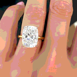 Pre Owned 5.00 cts Cushion Lab Grown Diamond 18k Multi Tone Gold Ring Size 52