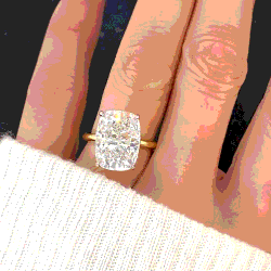 Pre Owned 5.00 cts Cushion Lab Grown Diamond 18k Multi Tone Gold Ring Size 52