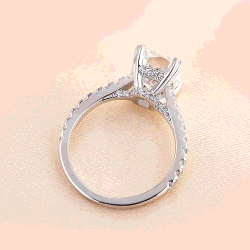 Pre Owned 5.00 cts Radiant Lab Grown Diamond 18k White Gold Ring Size 52