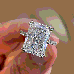 Pre Owned 5.00 cts Radiant Lab Grown Diamond 18k White Gold Ring Size 52