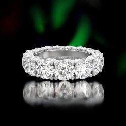 مملوكة مسبقًا خاتم الماس مُصنَّع في المختبر بوزن 6 قيراط بقطع دائري من الذهب الأبيض عيار 18 بمقاس 52.