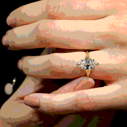 Pre Owned خاتم زفاف ألماس ماركيز مصنع في المختبر بوزن 2.00 قيراط من الذهب الأصفر عيار 18 بمقاس 52.