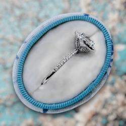 Pre Owned 2.50 cts Round Lab Grown Diamond 18k White Gold Engagement Ring Size 52