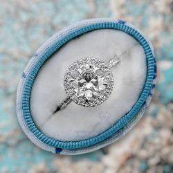 Pre Owned 2.50 cts Round Lab Grown Diamond 18k White Gold Engagement Ring Size 52