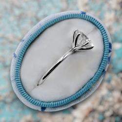 Pre Owned 1.90 cts Round Cut Lab Grown Diamond 18k White Gold Wedding Ring Size 52