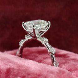 Pre Owned 1.60 cts Lab Grown Emerald Diamond 18k White Gold Wedding Ring Size 52