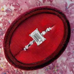 Pre Owned 1.60 cts Lab Grown Emerald Diamond 18k White Gold Wedding Ring Size 52