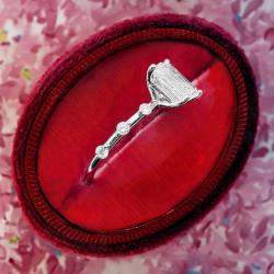 Pre Owned 1.60 cts Lab Grown Emerald Diamond 18k White Gold Wedding Ring Size 52