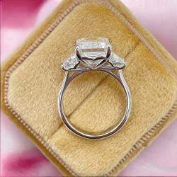 Pre Owned 6.80 cts Lab Grown Emerald Diamond 18k White Gold Wedding Ring Size 52